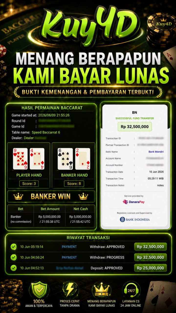 SELAMAT KEPADA MEMBER KUY4D
🎗AGEN SITUS TERPERCAYA
✅ C𝗼𝗯𝗮 𝗱𝘂𝗹𝘂 — 𝗺𝗲𝗻𝗮𝗻𝗴 𝗯𝗮𝗿𝘂 𝗹𝗮𝗻